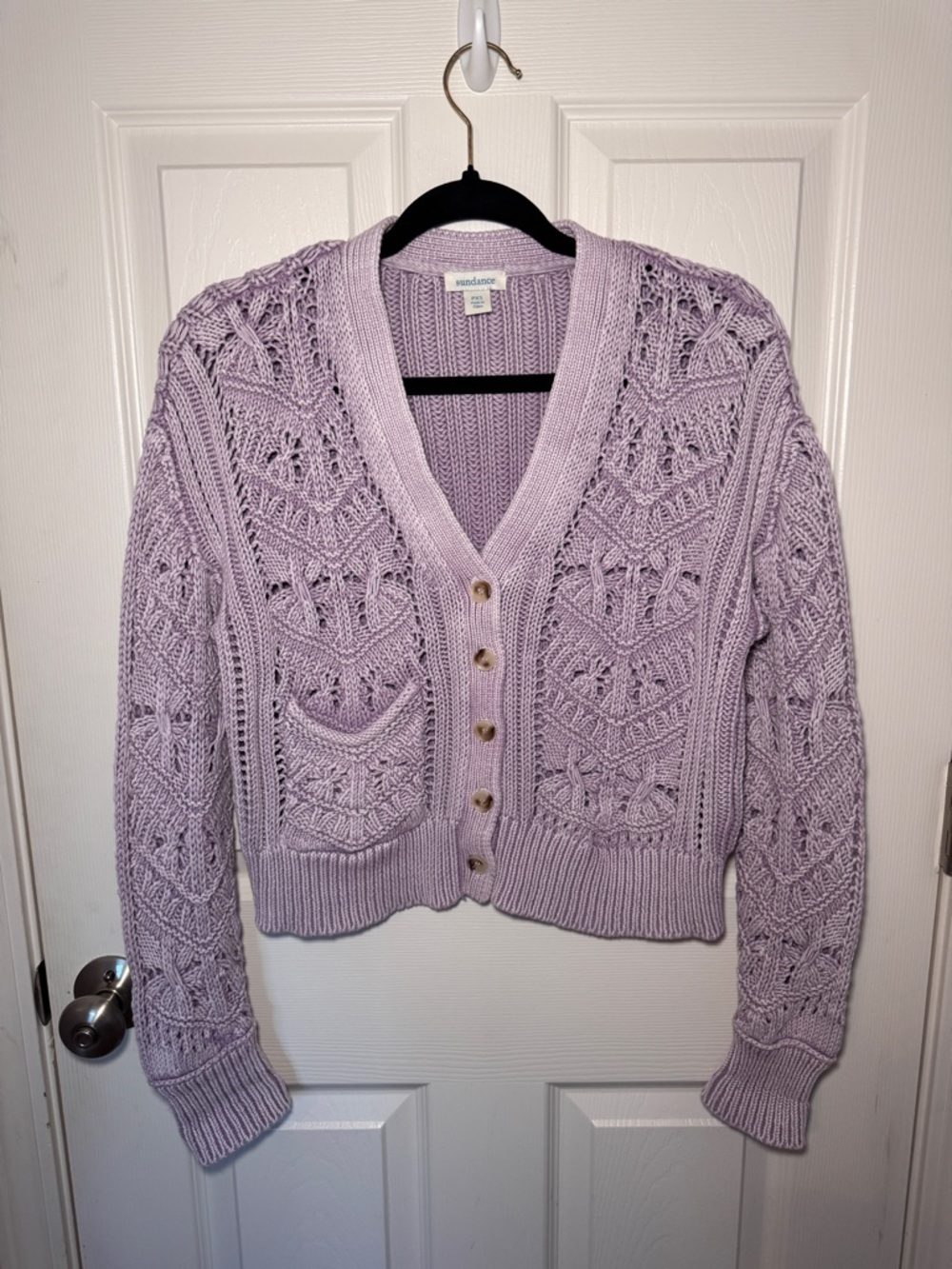 Sundance Lilac Cropped Button-Front Cardigan